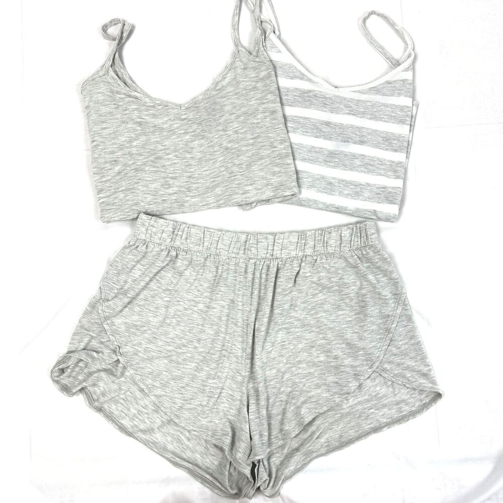 Old Navy Sunday Sleep Womens Grey Cami Tank Shorts Pajama Loungewear Set Sz Med
